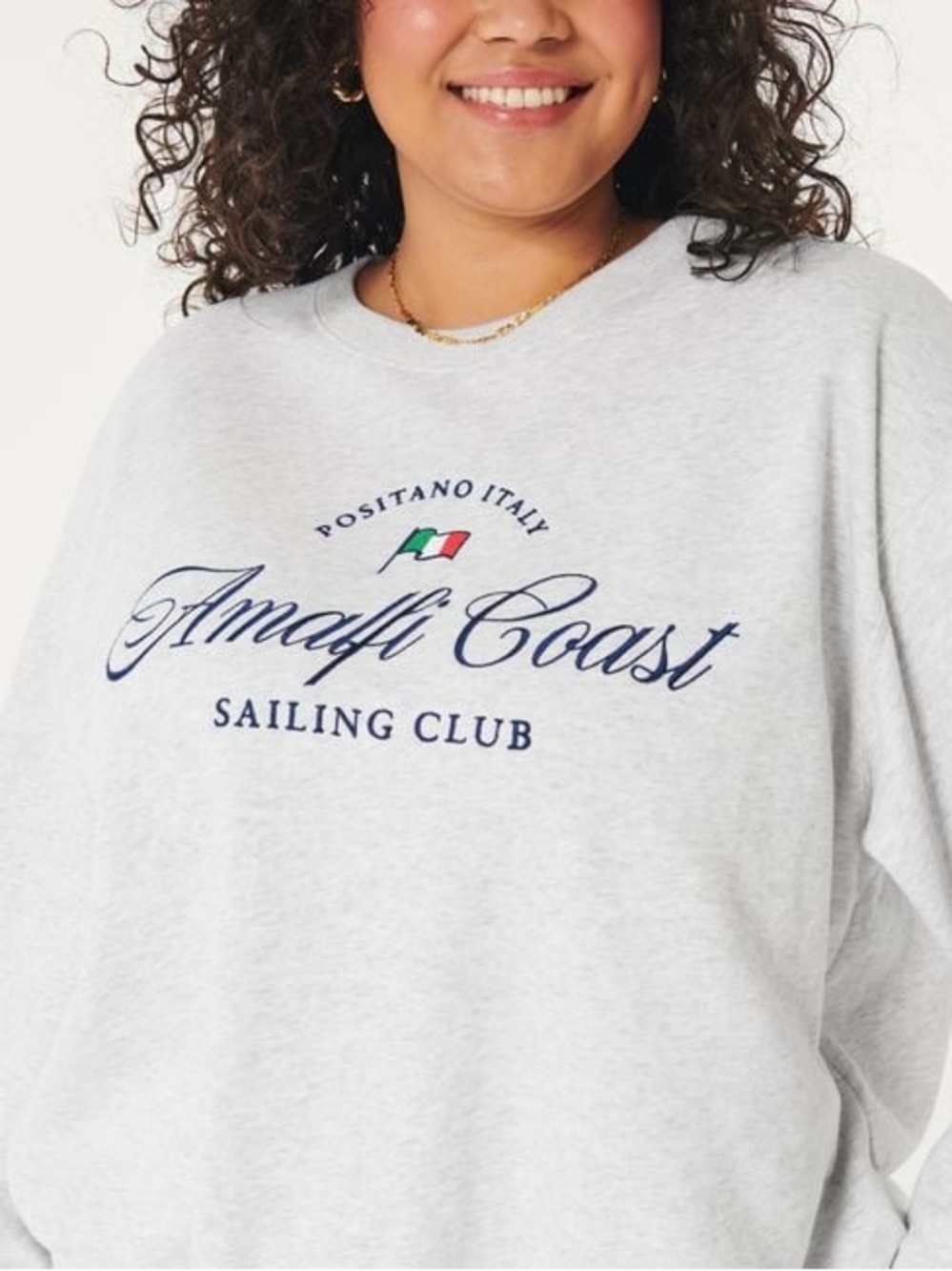 Hollister Amalfi Coast Sailing Club Crewneck Sweatshirt - Light Gray